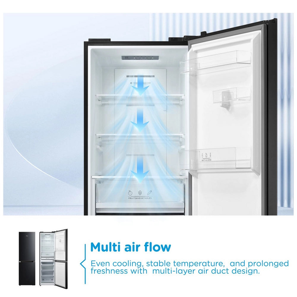 Midea MDRB379FGD30 60/40 Freestanding Total No Frost Fridge Freezer - Black