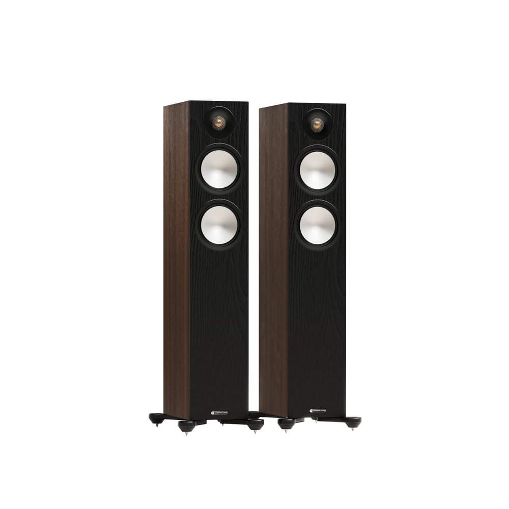 Mission 778X Integrated Amplifier Black with Monitor Audio Bronze 300 7G Floorstanding Speakers Walnut Pair HiFi Package Walnut