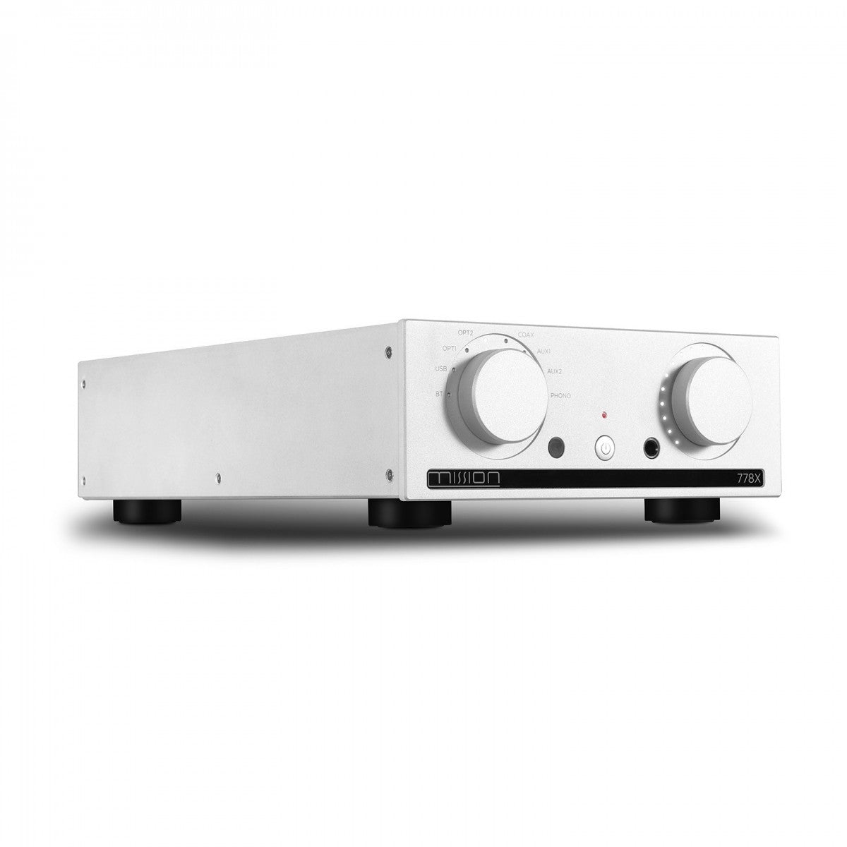 Mission 778X Integrated Amplifier Silver with Bowers & Wilkins 606 S3 Standmount Speakers White Pair Silver