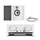 Mission 778X Integrated Amplifier Silver with Bowers & Wilkins 606 S3 Standmount Speakers White Pair Silver