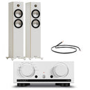 Mission 778X Integrated Amplifier Silver with Monitor Audio Bronze 300 7G Floorstanding Speakers White Pair HiFi Package Silver