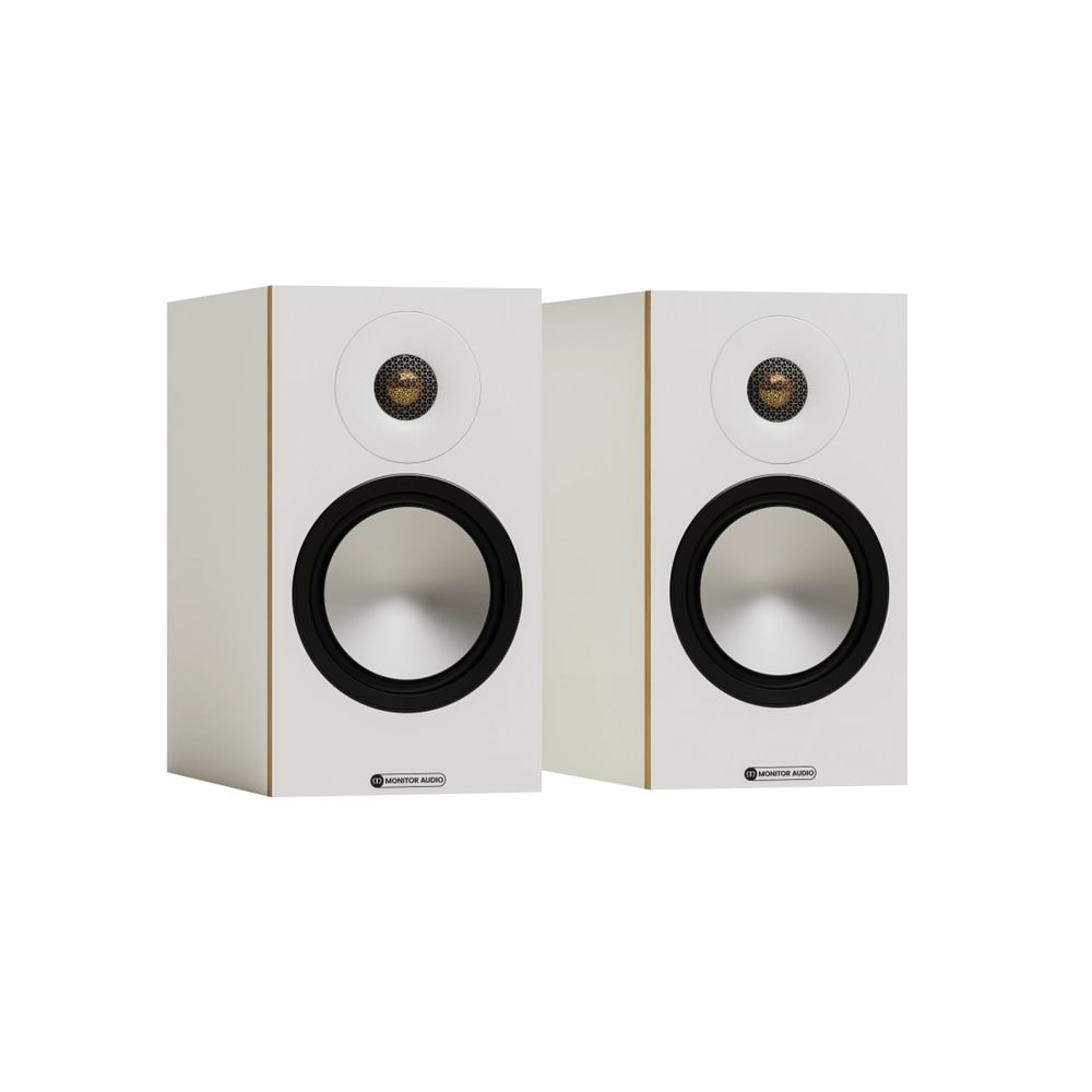 Mission 778X Integrated Amplifier Silver with Monitor Audio Bronze 50 7G Bookshelf Speakers White Pair HiFi Package Silver