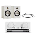 Mission 778X Integrated Amplifier Silver with Monitor Audio Bronze 50 7G Bookshelf Speakers White Pair HiFi Package Silver