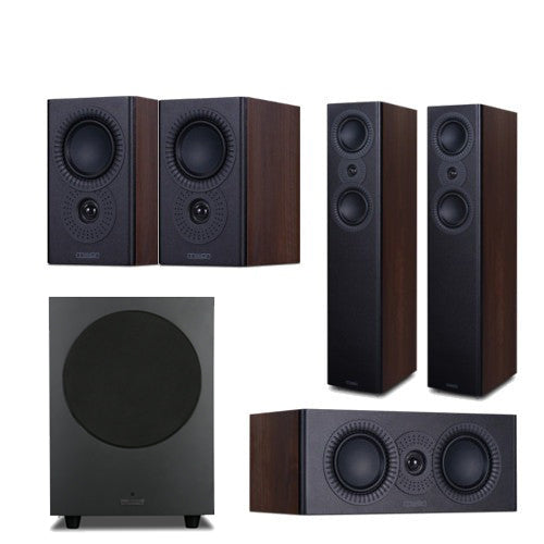 Mission LX MKII 5.1 Speaker Package Walnut (Black Subwoofer) Walnut