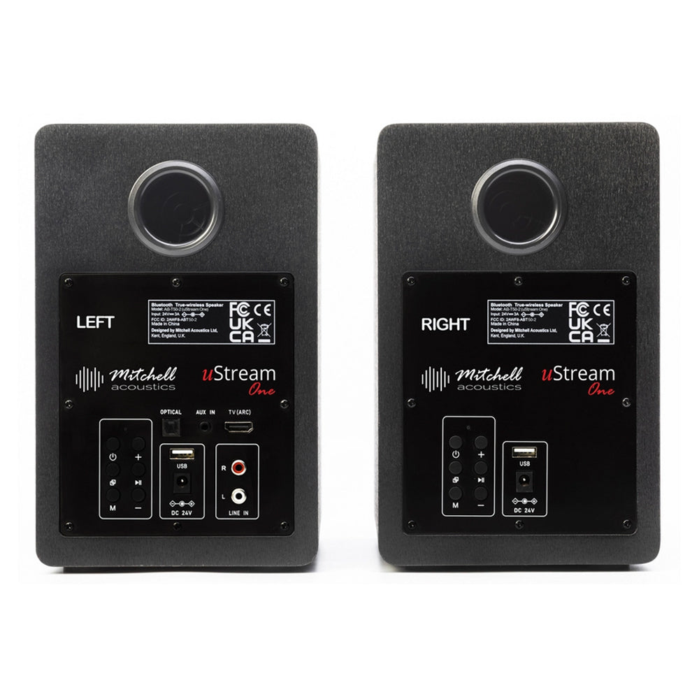 Mitchell Acoustics uStream One Active Stereo Wireless Bookshelf Speakers Pair with HDMI Black