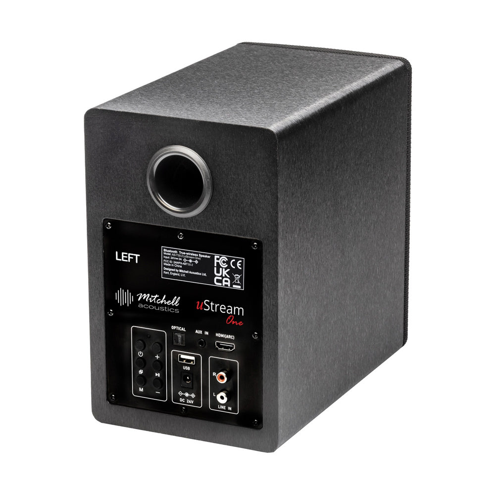 Mitchell Acoustics uStream One Active Stereo Wireless Bookshelf Speakers Pair with HDMI Black
