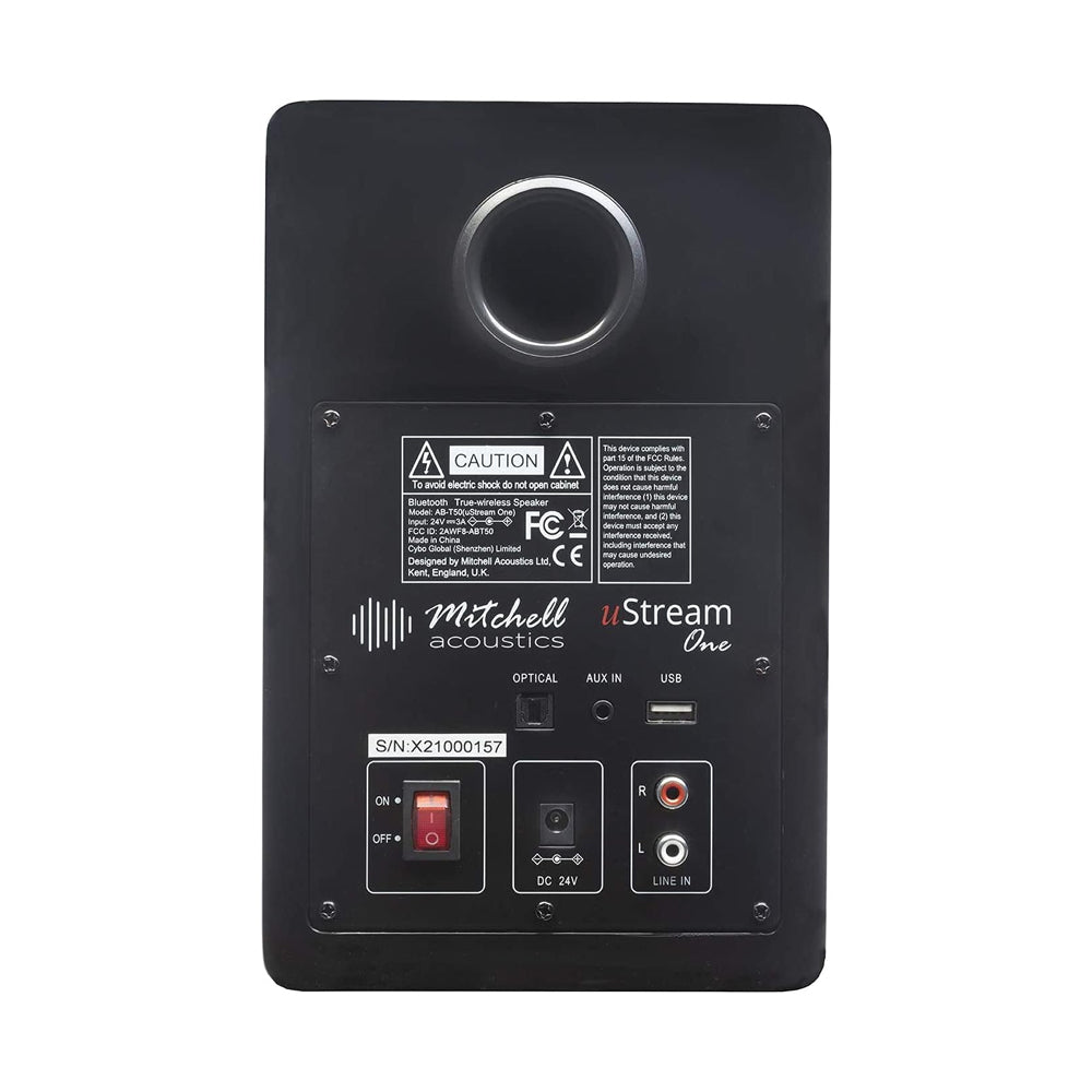 Mitchell Acoustics uStream One (MK1) True Wireless Active Bookshelf Speakers with Bluetooth Pair - Black