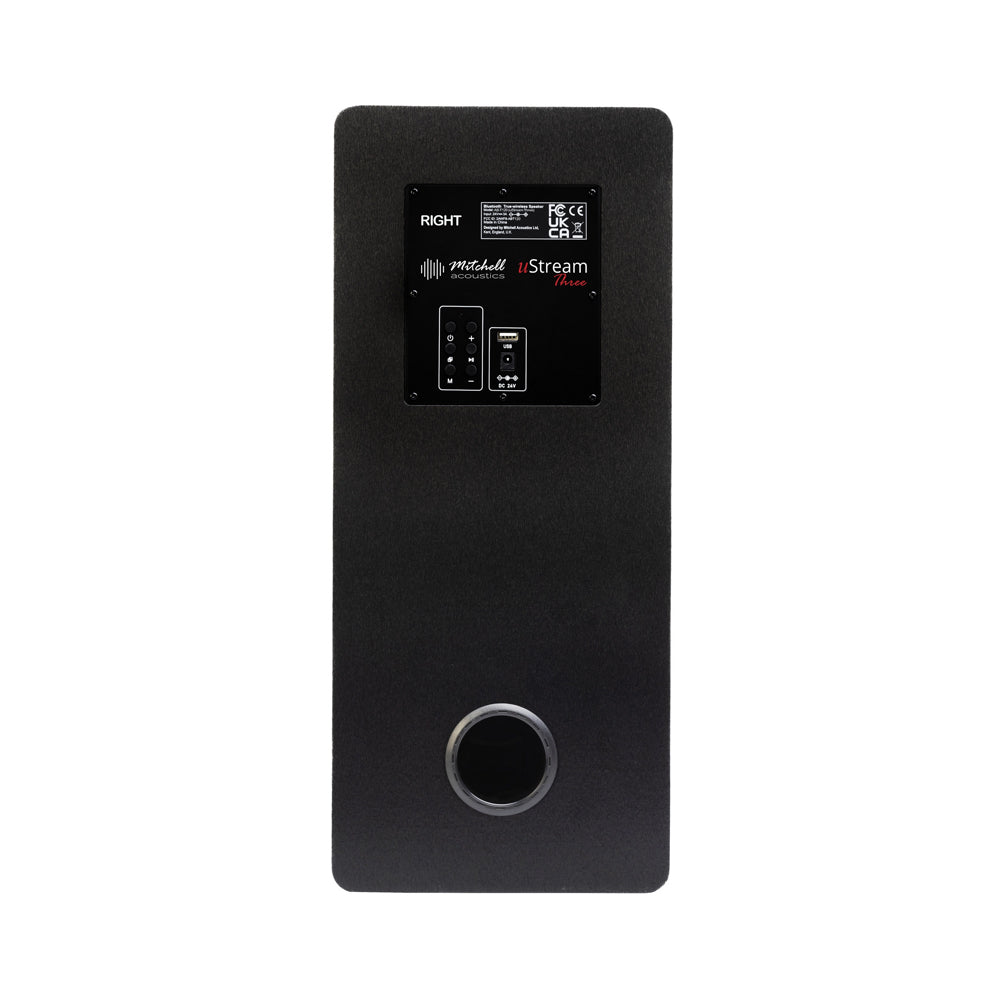 Mitchell Acoustics uStream Three Active Stereo Wireless Bookshelf Speakers Pair with HDMI Black