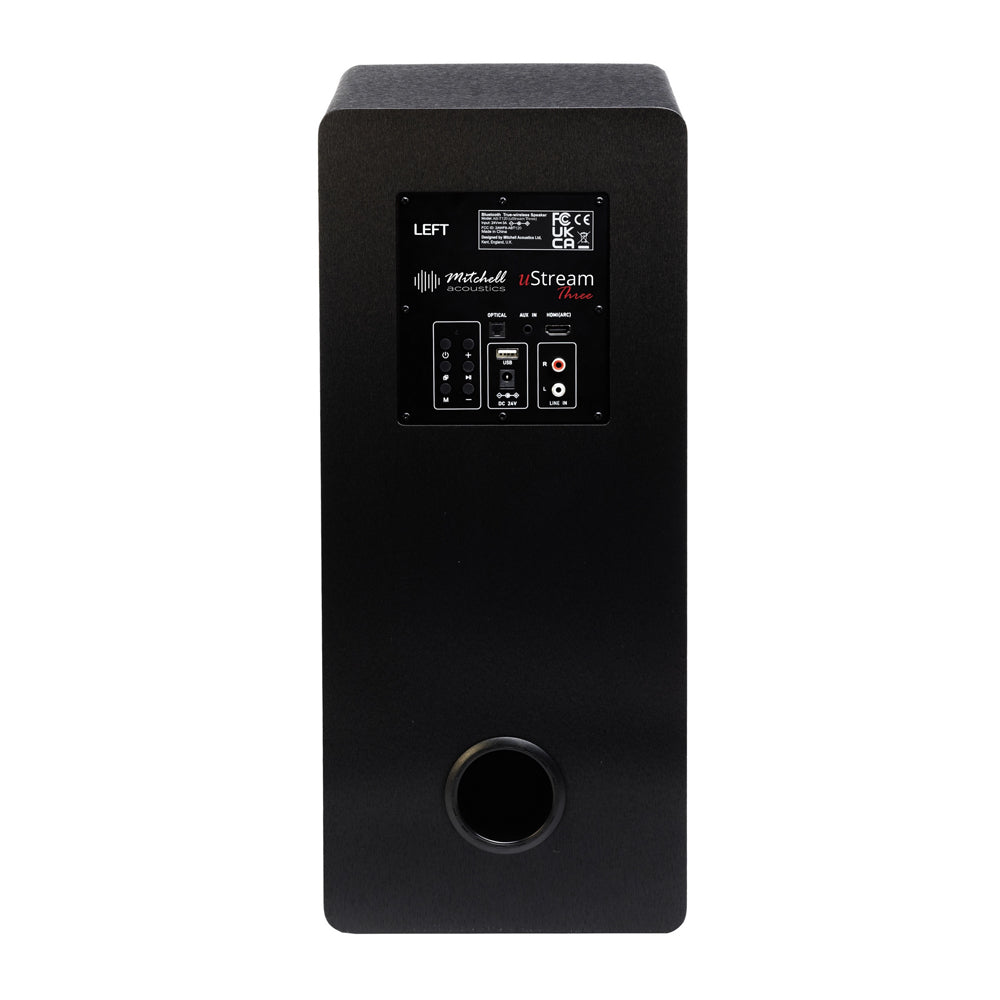 Mitchell Acoustics uStream Three Active Stereo Wireless Bookshelf Speakers Pair with HDMI Black