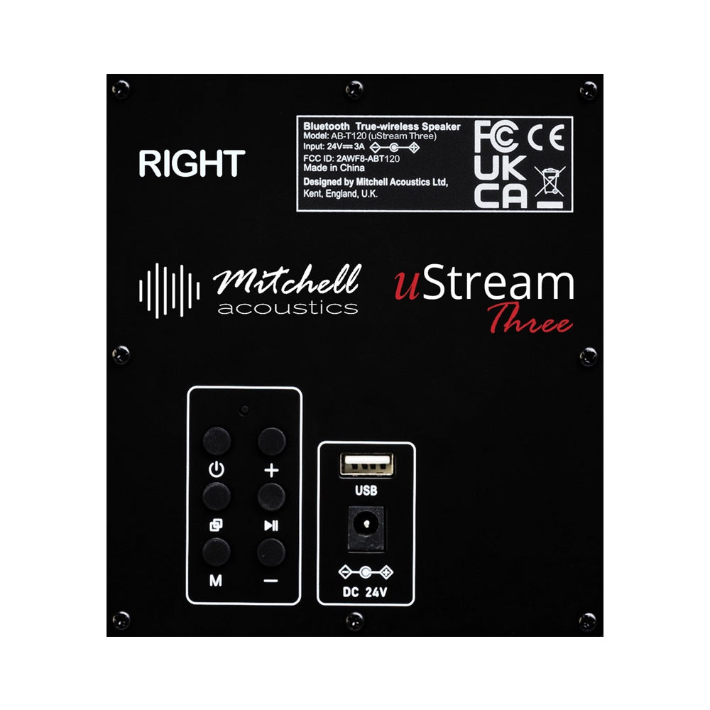 Mitchell Acoustics uStream Three Active Stereo Wireless Bookshelf Speakers Pair with HDMI Black