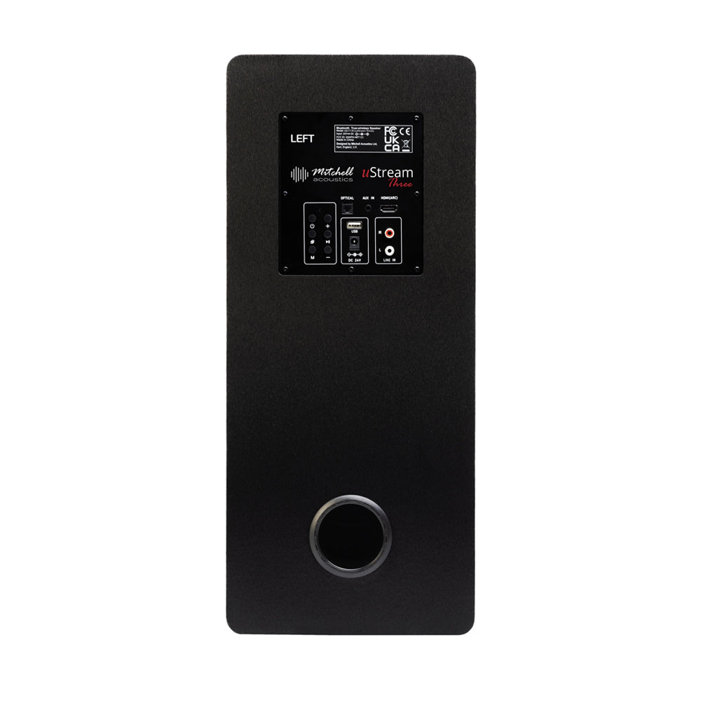 Mitchell Acoustics uStream Three Active Stereo Wireless Bookshelf Speakers Pair with HDMI Black