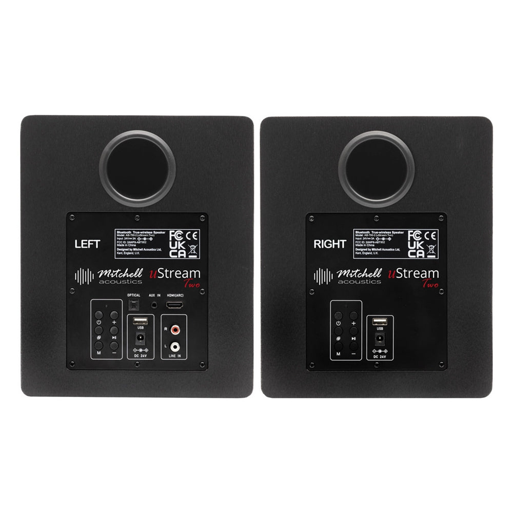 Mitchell Acoustics uStream Two Active Stereo Bookshelf Speakers with uStream Floor Stands Pair - Black