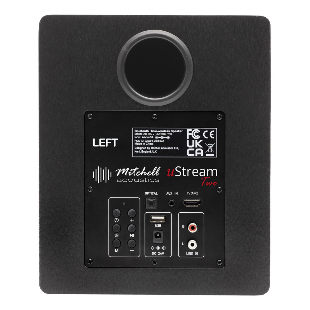 Mitchell Acoustics uStream Two Active Stereo Bookshelf Speakers with uStream Floor Stands Pair - Black
