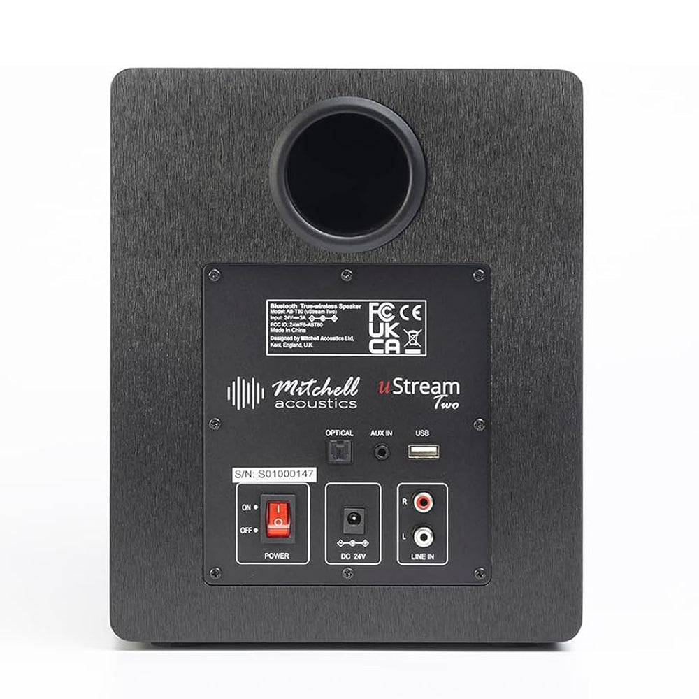 Mitchell Acoustics uStream Two (MK1) True Wireless Active Stereo Bookshelf Speakers with Bluetooth Pair Black