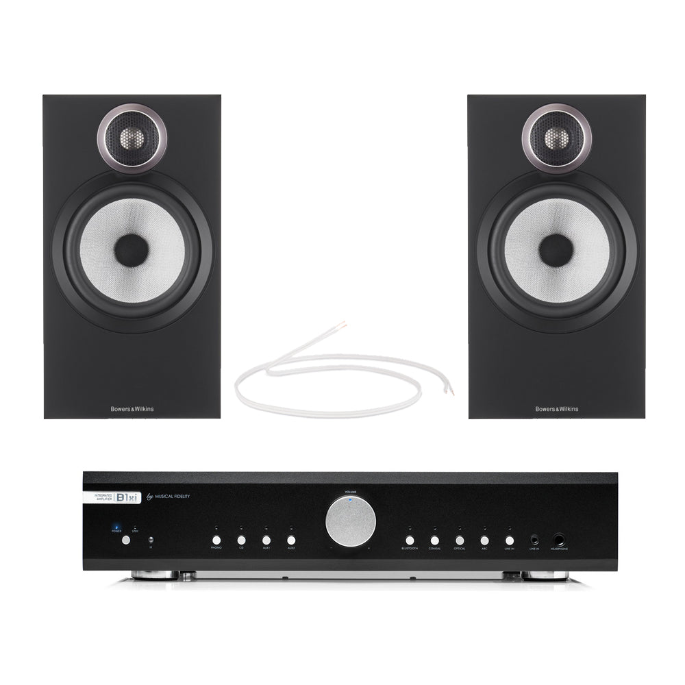 Musical Fidelity B1xi Integrated Amplifier with Bowers & Wilkins 606 S3 Standmount Speakers Pair Black