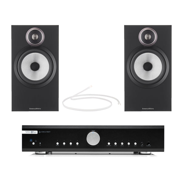 Musical Fidelity B1xi Integrated Amplifier with Bowers & Wilkins 606 S3 Standmount Speakers Pair Black