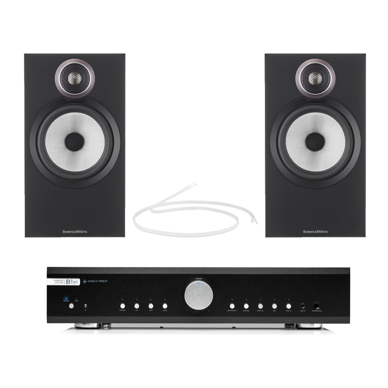 Musical Fidelity B1xi Integrated Amplifier with Bowers & Wilkins 606 S3 Standmount Speakers Pair Black