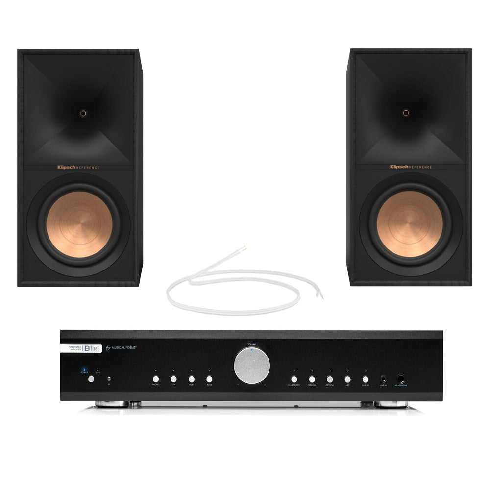 Musical Fidelity B1xi Integrated Amplifier with Klipsch R-60M Bookshelf Speakers Black HiFi Package