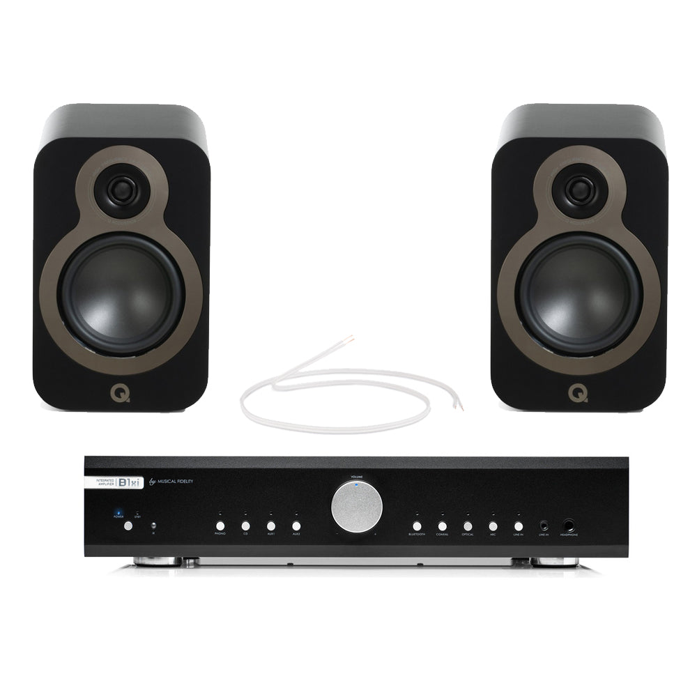 Musical Fidelity B1xi Integrated Amplifier with Q Acoustics 3020c Bookshelf Speakers Pair Black