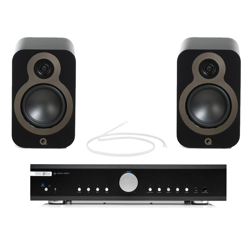 Musical Fidelity B1xi Integrated Amplifier with Q Acoustics 3020c Bookshelf Speakers Pair Black