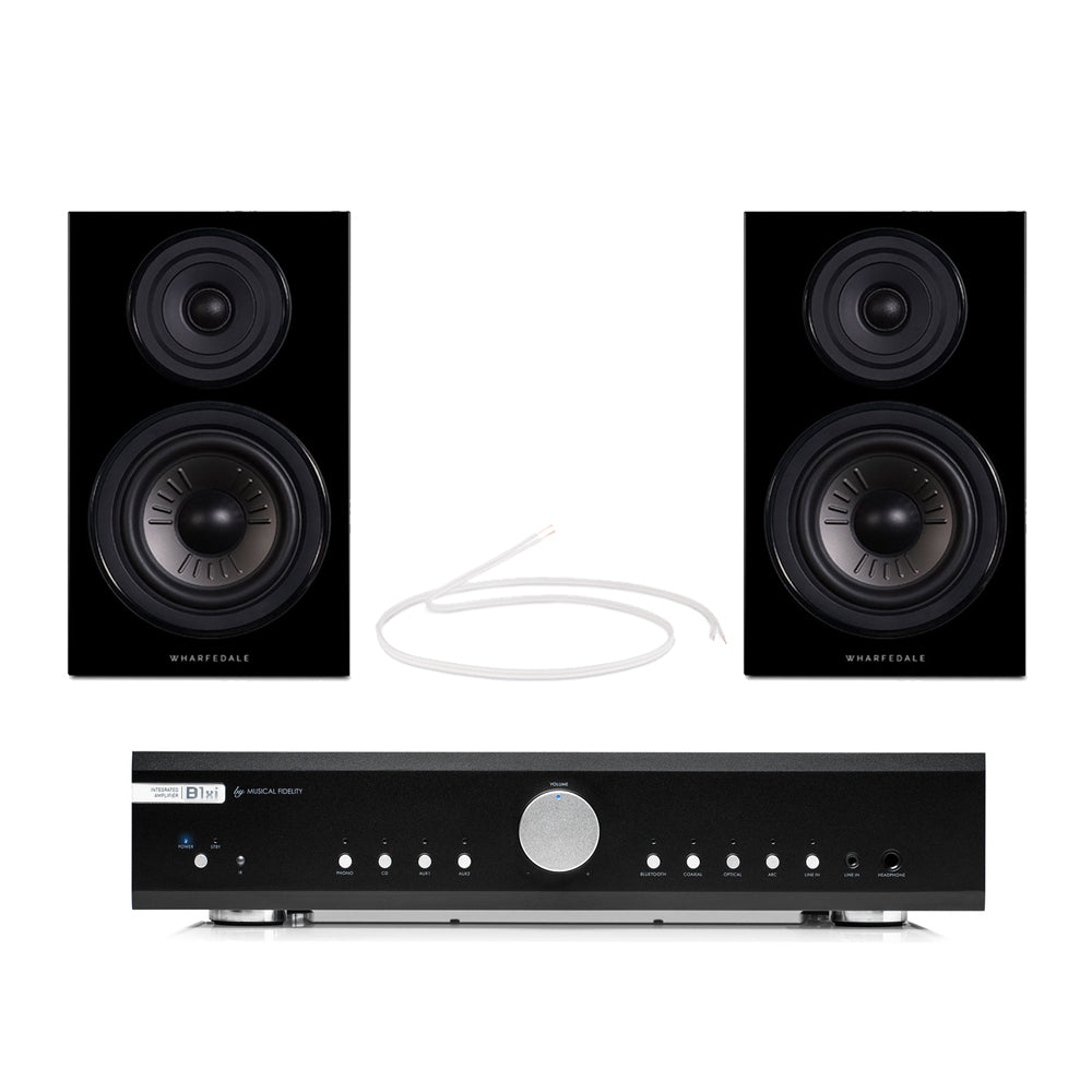Musical Fidelity B1xi Integrated Amplifier with Wharfedale Diamond 12.2 Bookshelf Speakers Pair Black