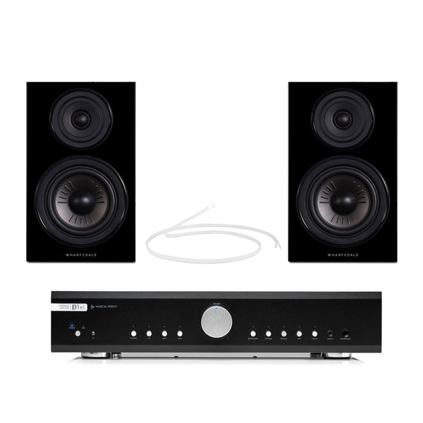 Musical Fidelity B1xi Integrated Amplifier with Wharfedale Diamond 12.2 Bookshelf Speakers Pair Black