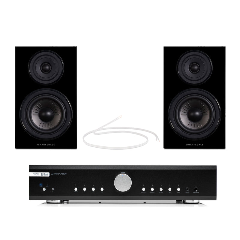 Musical Fidelity B1xi Integrated Amplifier with Wharfedale Diamond 12.2 Bookshelf Speakers Pair Black