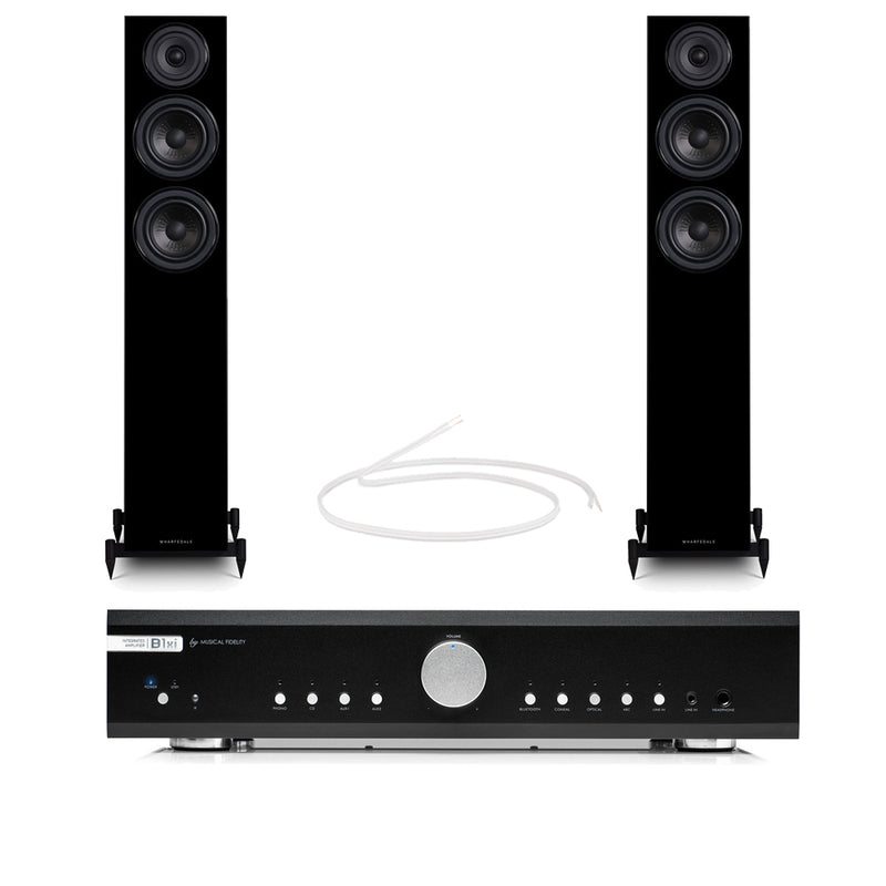 Musical Fidelity B1xi Integrated Amplifier with Wharfedale Diamond 12.3 Floorstanding Speakers Pair Black HiFi Package