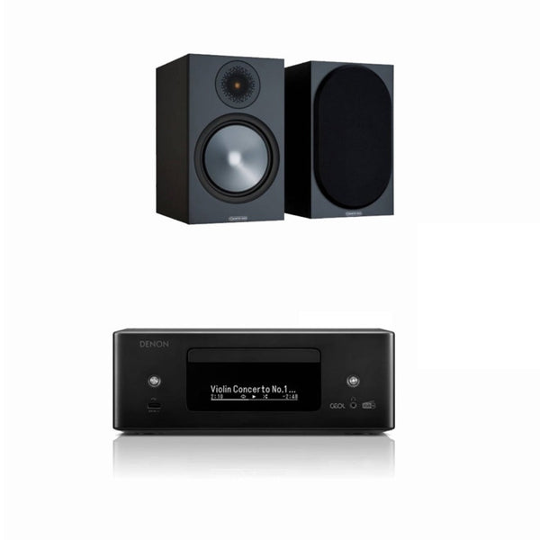 Denon CEOL RCD-N12 DAB+ Hi-Fi System & Monitor Audio Bronze 50 Speakers Pair Black