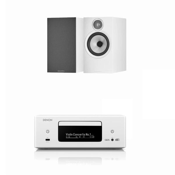 Denon CEOL RCD-N12 DAB+ Hi-Fi System with Bowers & Wilkins 606 S3 Speakers Pair White