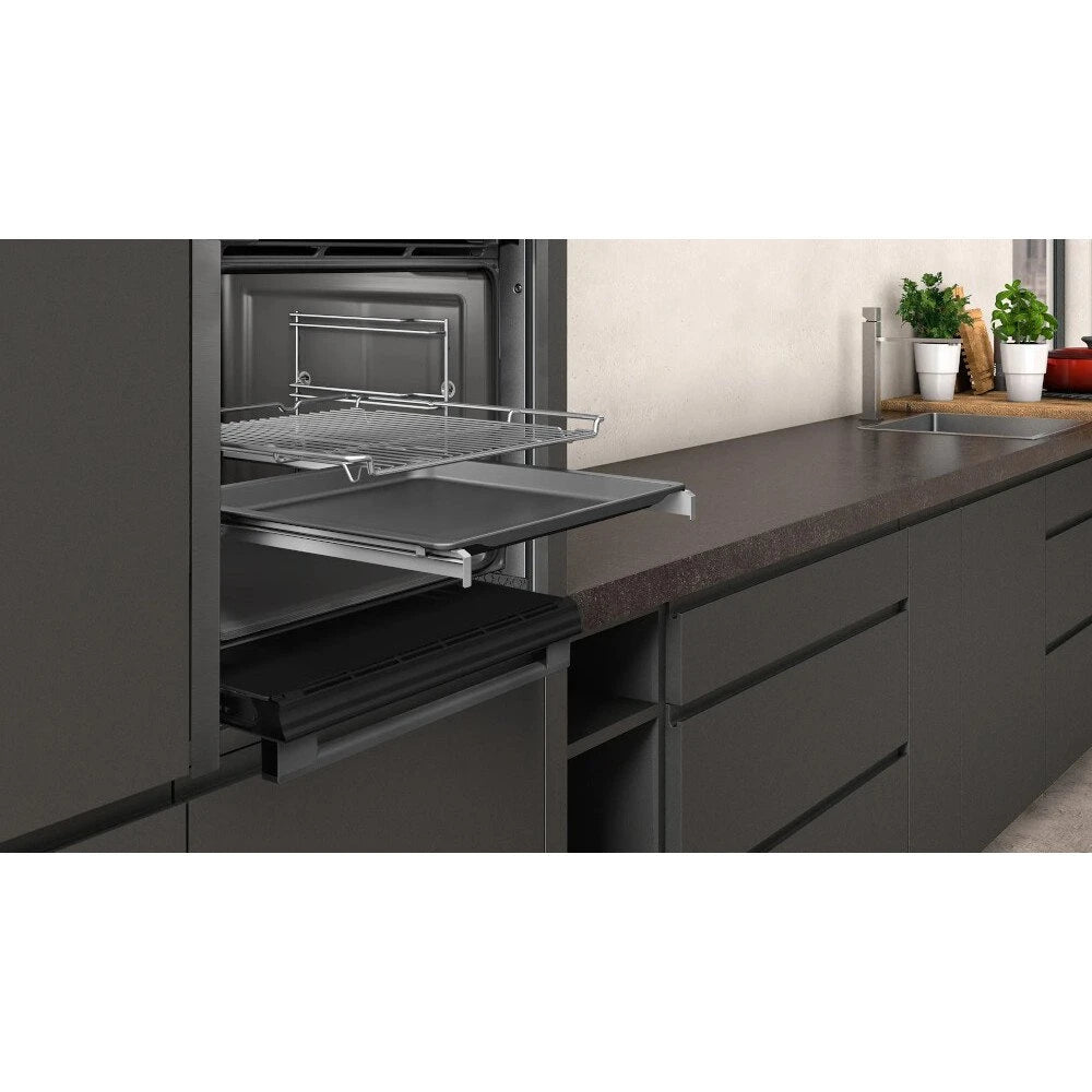 Neff B6ACH7HG0B N50 Built In Slide and Hide Pyrolytic 60cm Single Oven Graphite Grey