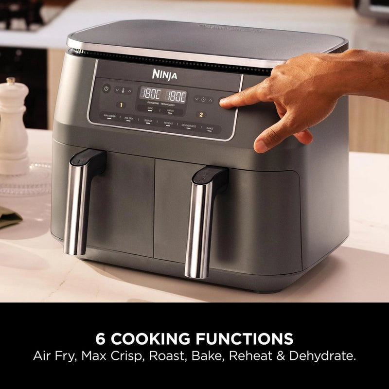Ninja 6 in 1 Dual Zone Air Fryer 7.6L DZ300UK - Gun Metal Grey - CLEARANCE