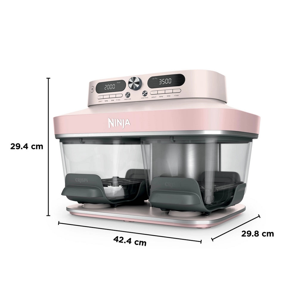 Ninja CRISPi DualZone 8-in-1 Function 7.6L Glass Air Fryer - Rose Quartz DD102UKPK1
