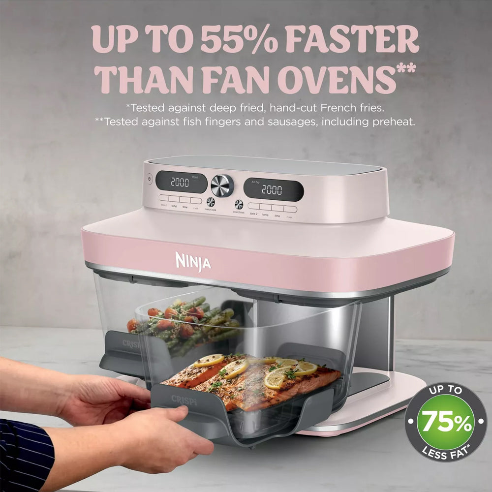 Ninja CRISPi DualZone 8-in-1 Function 7.6L Glass Air Fryer - Rose Quartz DD102UKPK1