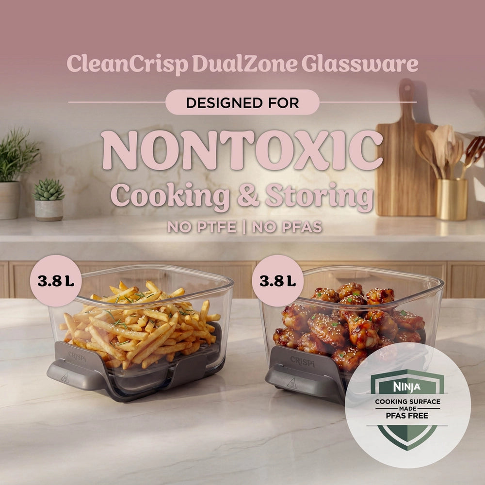 Ninja CRISPi DualZone 8-in-1 Function 7.6L Glass Air Fryer - Rose Quartz DD102UKPK1