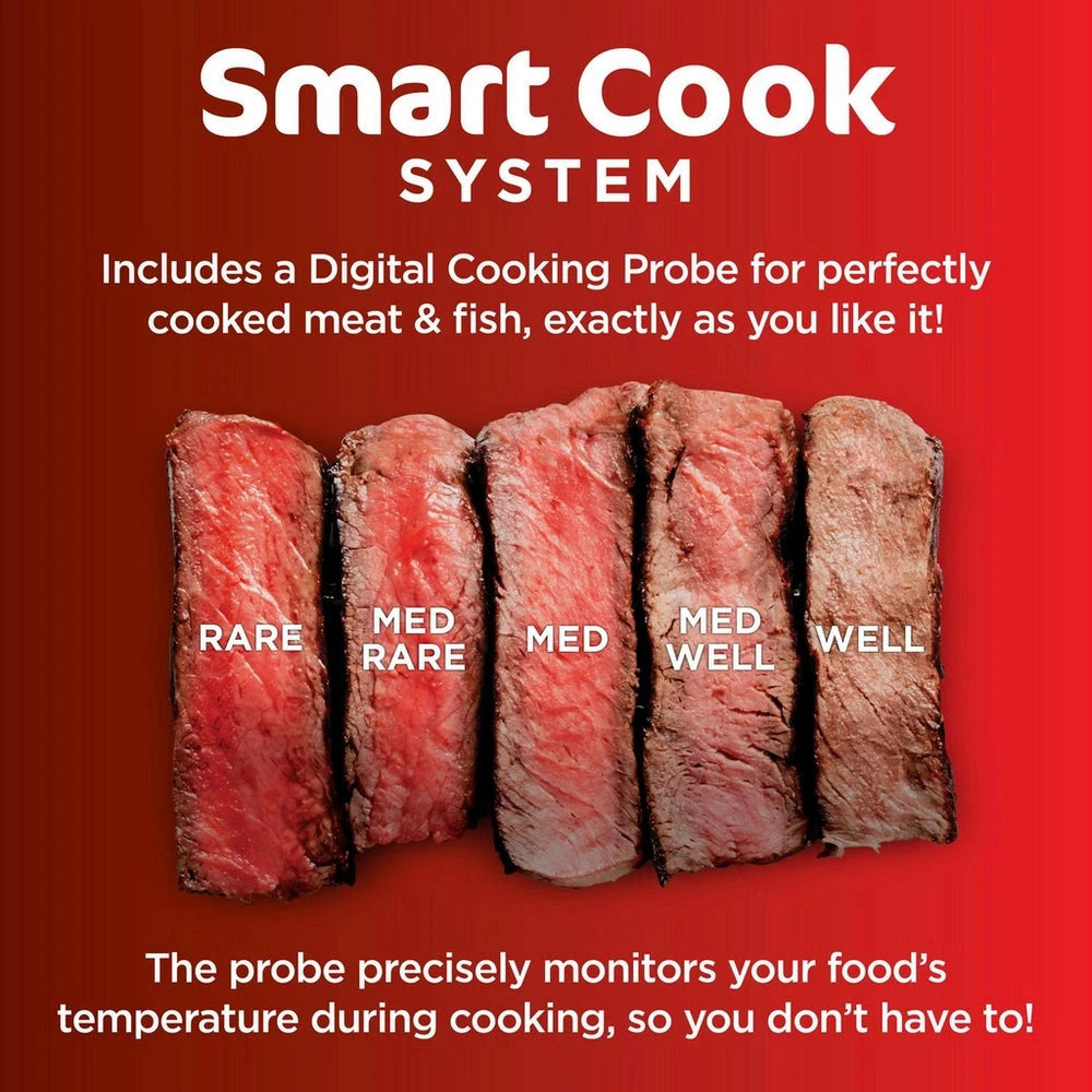 Ninja EG351UK 5-in-1 Grill and Air Fryer 5.7L with Digital Cooking Probe - Black and Silver