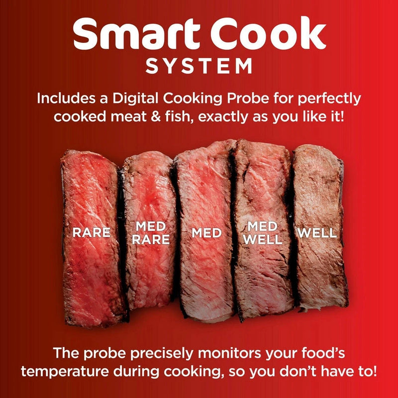 Ninja EG351UK 5-in-1 Grill and Air Fryer 5.7L with Digital Cooking Probe - Black and Silver