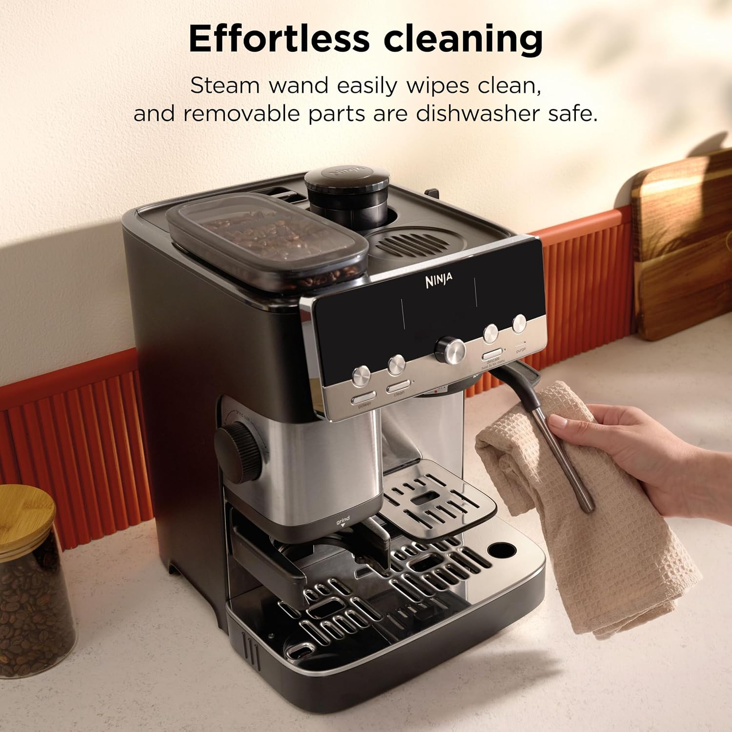 Ninja ES301UK Luxe Café Mini 2-in-1 Espresso and Filter Coffee Machine with Built in Bean Grinder & Manual Milk Frother