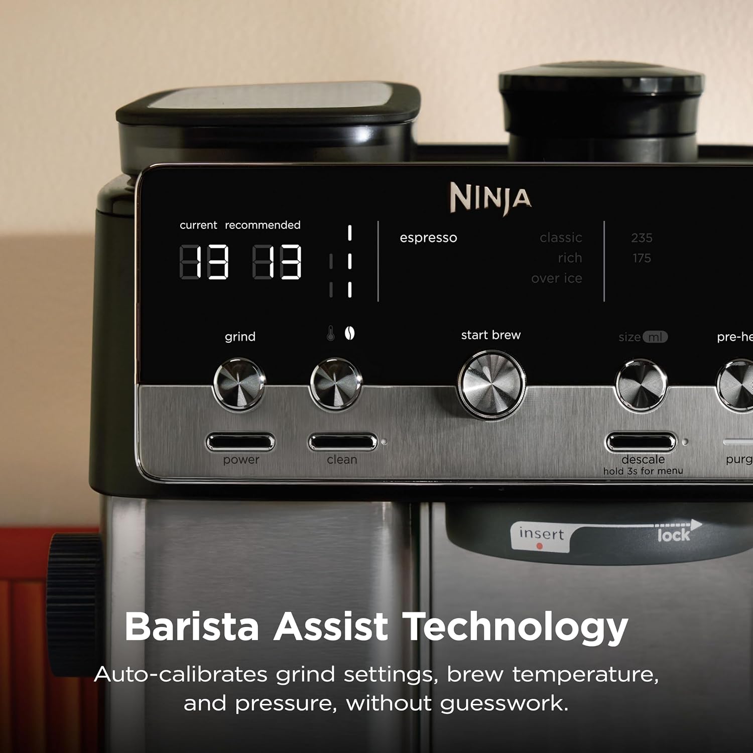 Ninja ES301UK Luxe Café Mini 2-in-1 Espresso and Filter Coffee Machine with Built in Bean Grinder & Manual Milk Frother