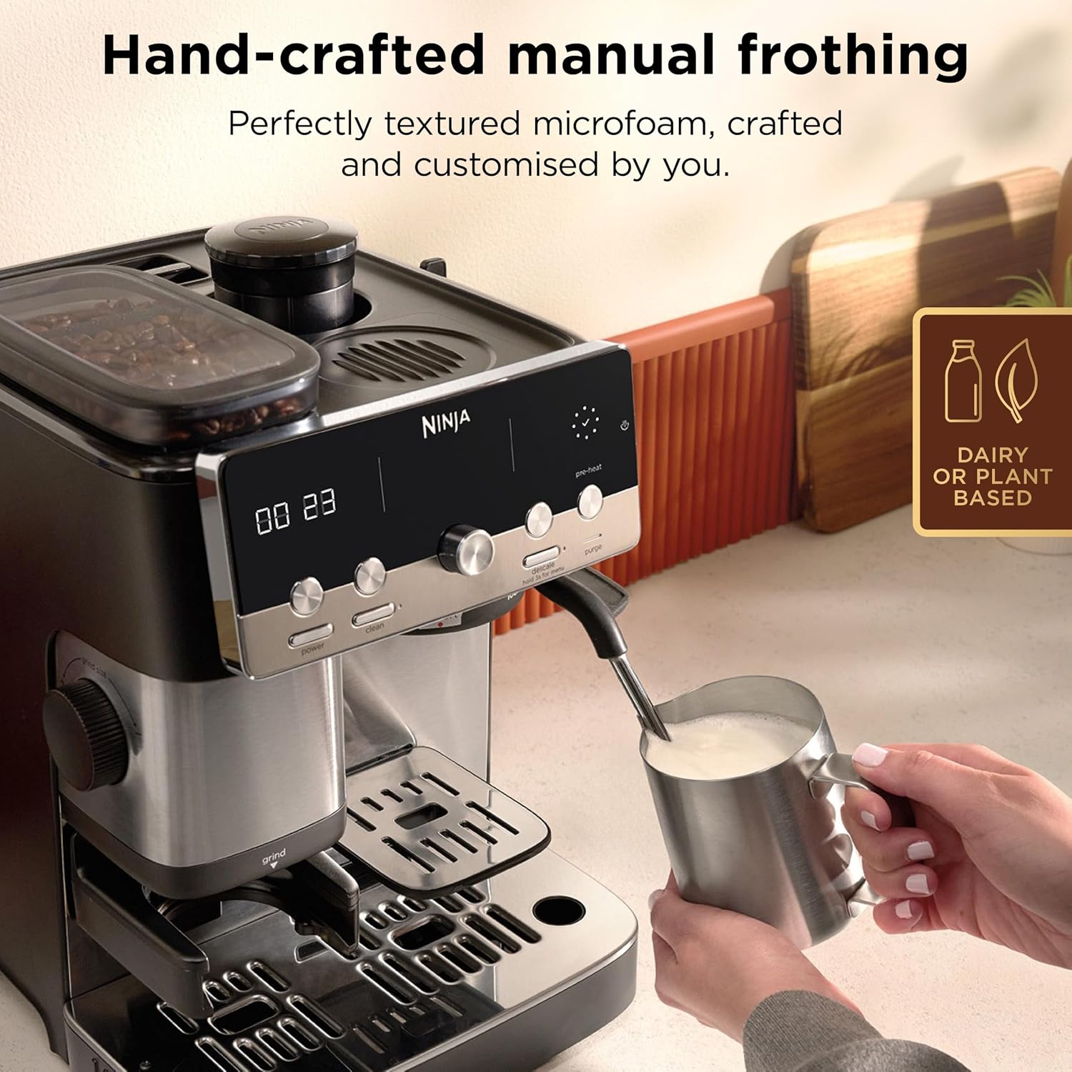 Ninja ES301UK Luxe Café Mini 2-in-1 Espresso and Filter Coffee Machine with Built in Bean Grinder & Manual Milk Frother