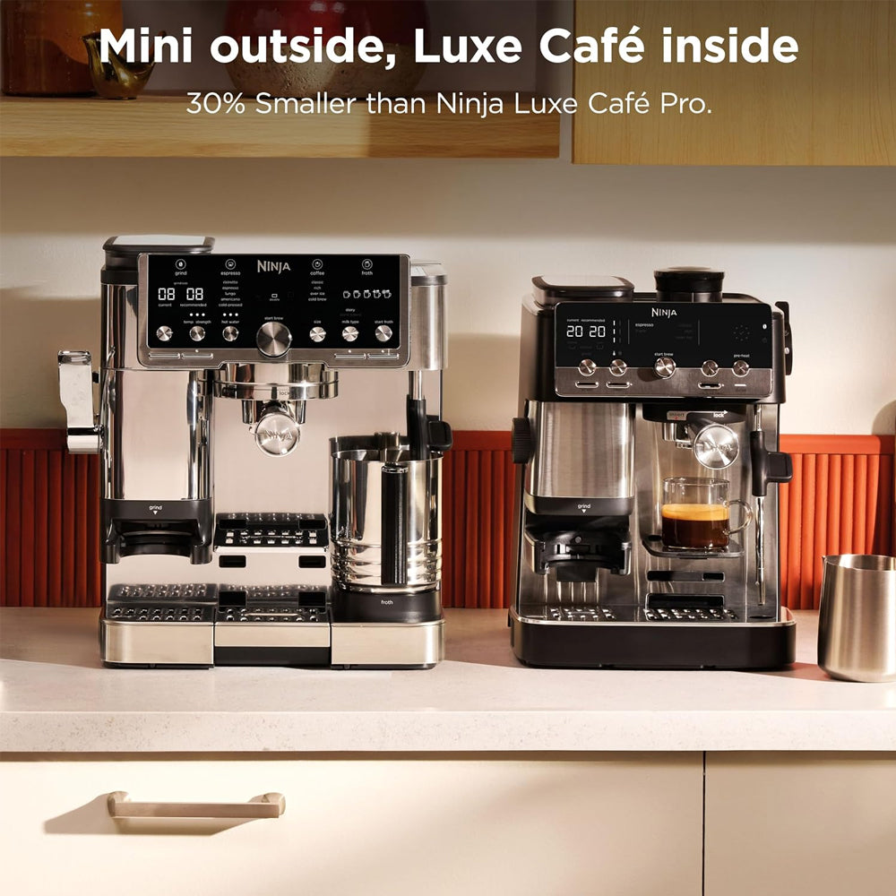 Ninja ES301UK Luxe Café Mini 2-in-1 Espresso and Filter Coffee Machine with Built in Bean Grinder & Manual Milk Frother