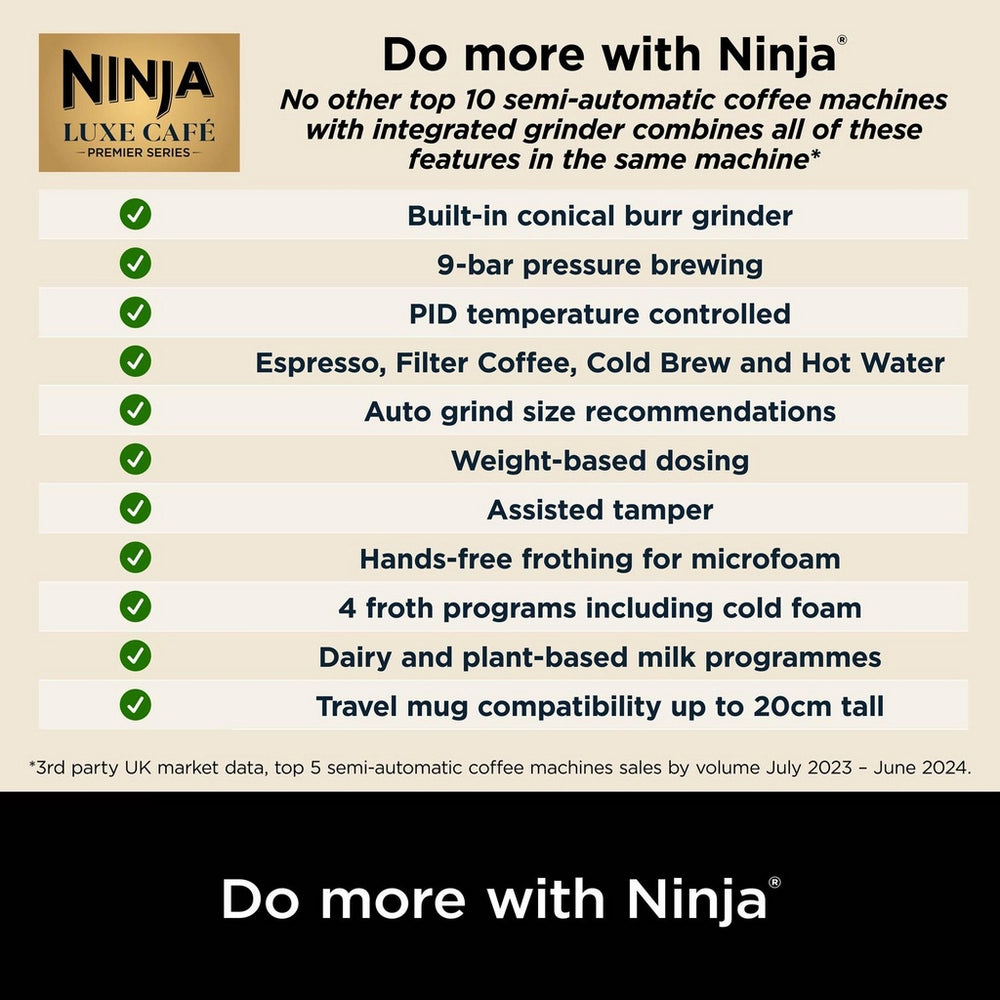 Ninja ES601UKBK Luxe Cafe Premier Espresso Coffee Machine - Black Black