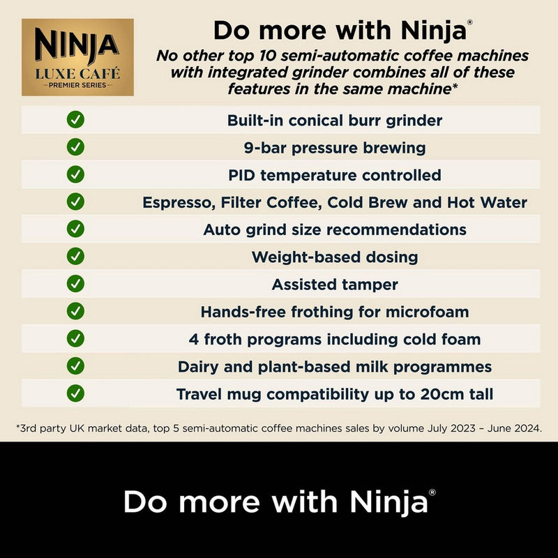 Ninja ES601UKBK Luxe Cafe Premier Espresso Coffee Machine - Black Black