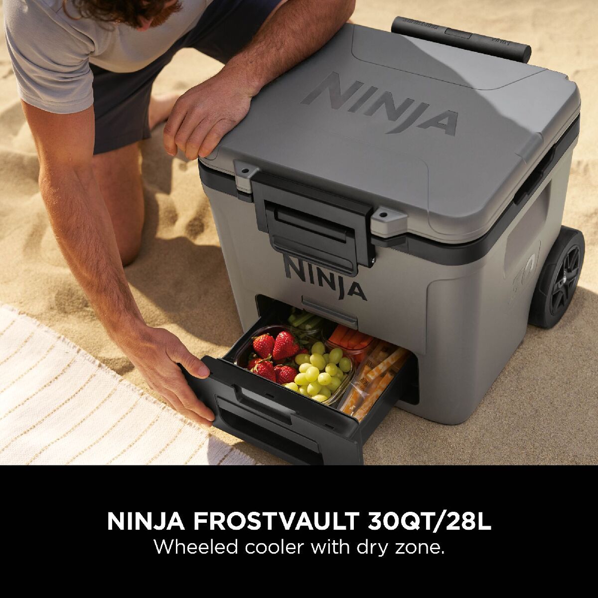 Ninja FB230UKGY FrostVault 30QT 28L Wheeled Cooler with Dry Zone Slate Grey Grey