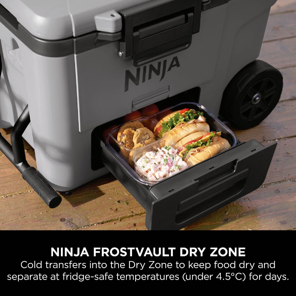 Ninja FB245UKGY FrostVault 45QT 42L Wheeled Cooler with Dry Zone Slate Grey Grey