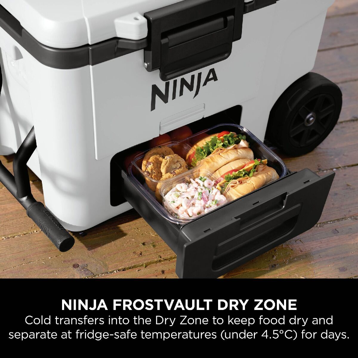 Ninja FB245UKWH FrostVault 45QT 42L Wheeled Cooler with Dry Zone Cloud White White