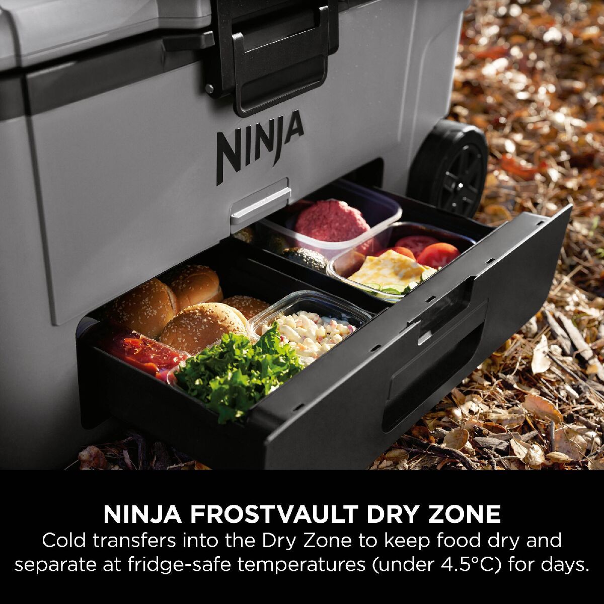 Ninja FB265EUUKGY FrostVault 65QT 61L Wheeled Cooler with Dry Zone Slate Grey Grey