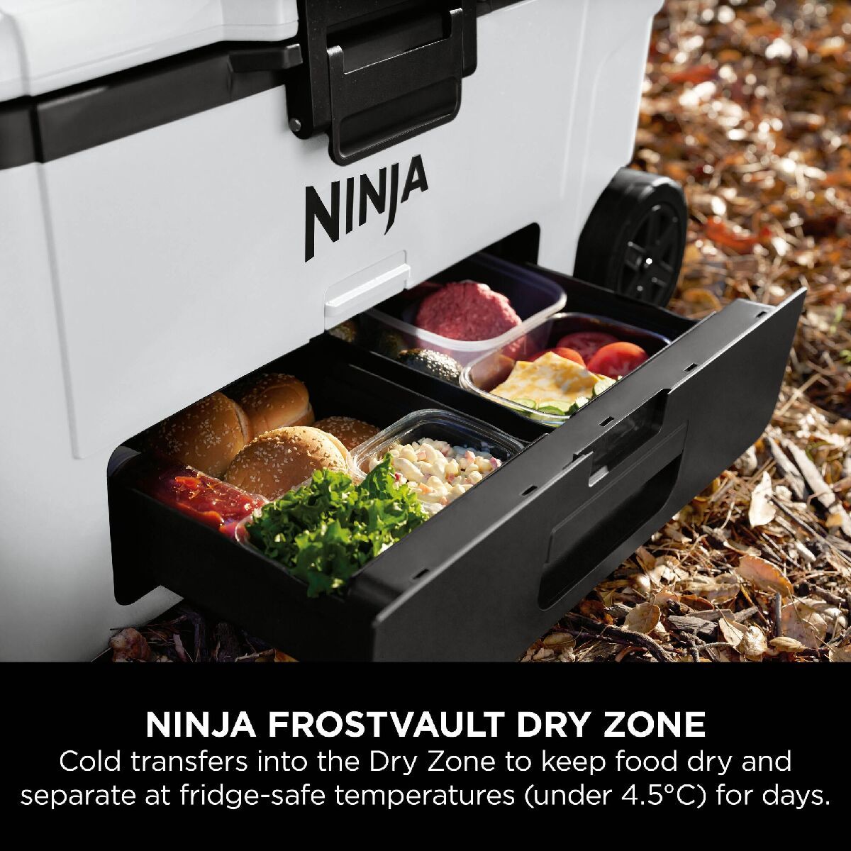 Ninja FB265EUUKWH FrostVault 65QT 61L Wheeled Cooler with Dry Zone Cloud White White