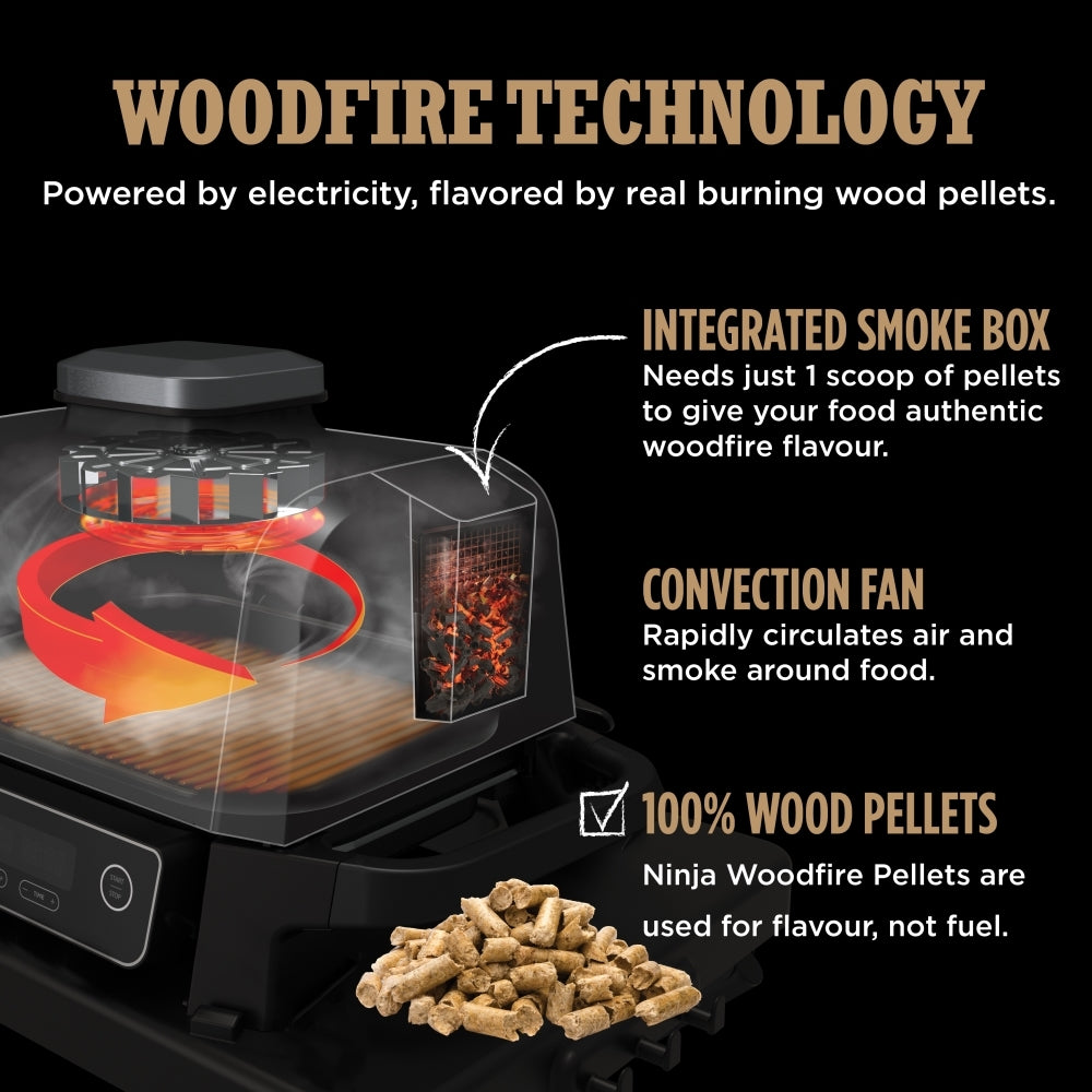 Ninja OG701UK Woodfire Electric BBQ Grill and Smoker - Open Box Clearance