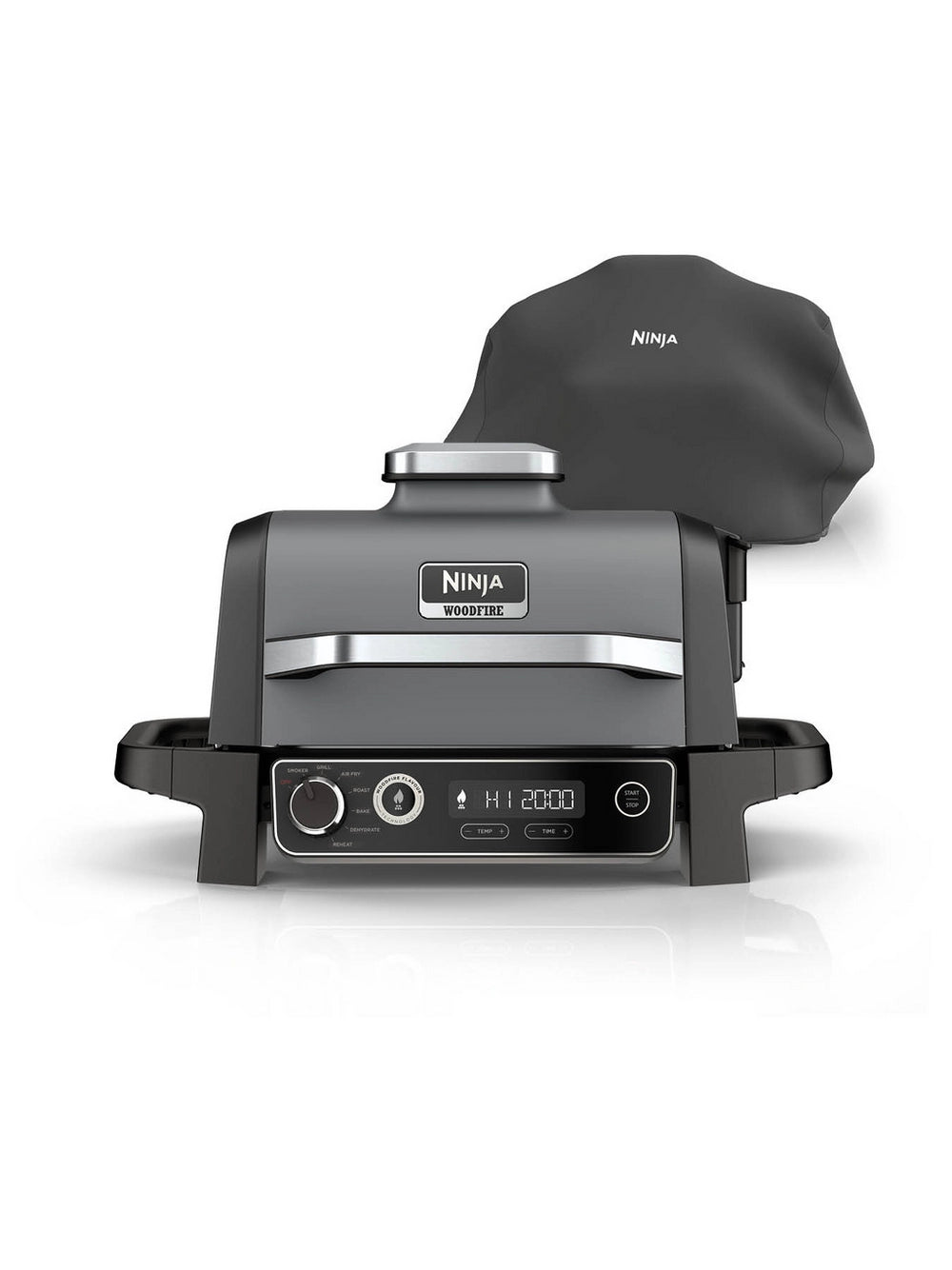 Ninja OG703UK Outdoor Woodfire 7-in-1 Electric BBQ Grill & Smoker with Cover - Black